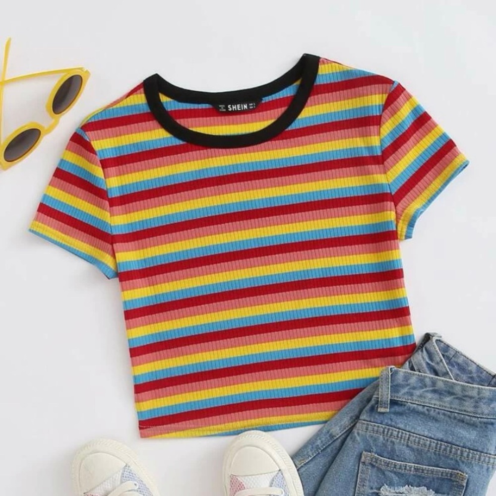 From Shein cute Raindbow crop Top
